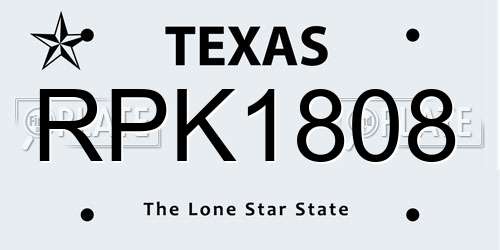 RPK1808 Texas License Plate