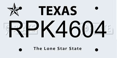 RPK4604 Texas License Plate