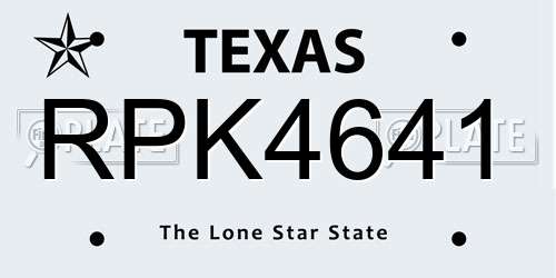 RPK4641 Texas License Plate