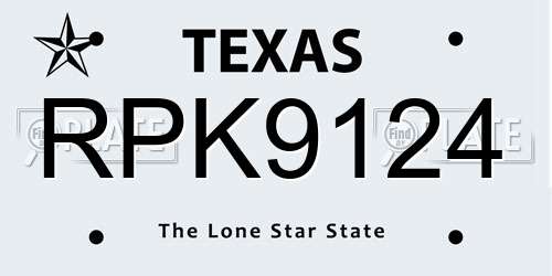 RPK9124 Texas License Plate