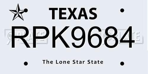RPK9684 Texas License Plate