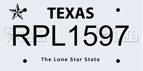 RPL1597 Texas License Plate