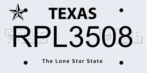 RPL3508 Texas License Plate