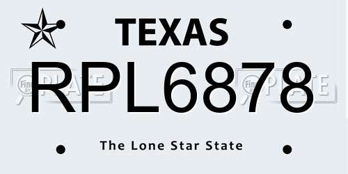 RPL6878 Texas License Plate