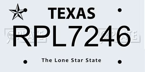 RPL7246 Texas License Plate