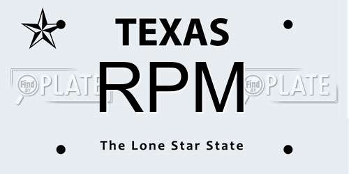 RPM Texas License Plate