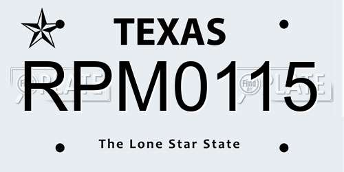 RPM0115 Texas License Plate