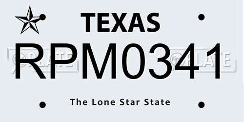 RPM0341 Texas License Plate
