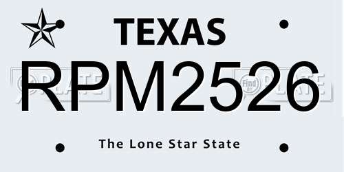 RPM2526 Texas License Plate