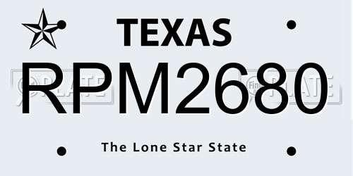 RPM2680 Texas License Plate