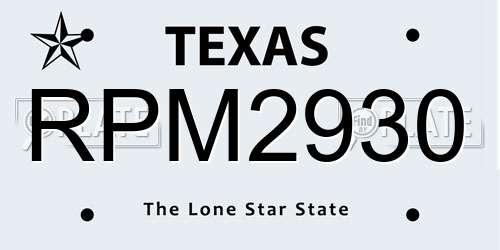 RPM2930 Texas License Plate