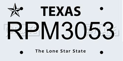 RPM3053 Texas License Plate