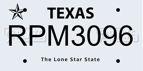 RPM3096 Texas License Plate