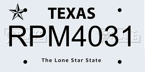 RPM4031 Texas License Plate