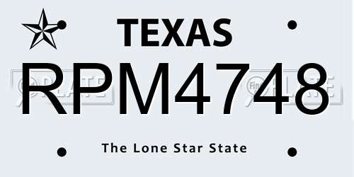 RPM4748 Texas License Plate