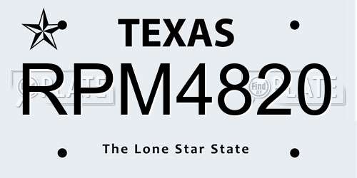 RPM4820 Texas License Plate