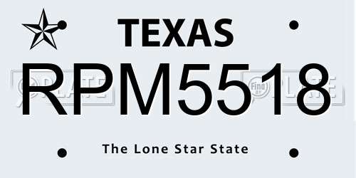 RPM5518 Texas License Plate
