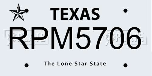 RPM5706 Texas License Plate