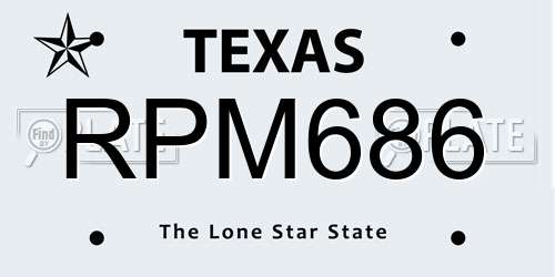 RPM686 Texas License Plate