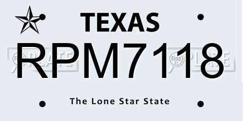 RPM7118 Texas License Plate