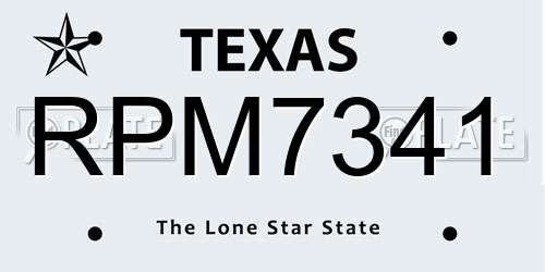 RPM7341 Texas License Plate