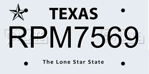 RPM7569 Texas License Plate