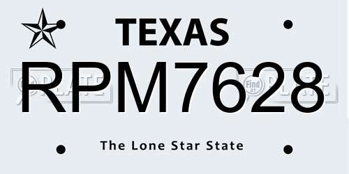 RPM7628 Texas License Plate