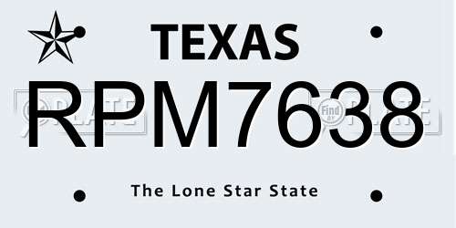 RPM7638 Texas License Plate
