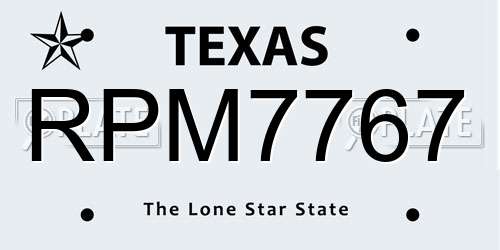 RPM7767 Texas License Plate