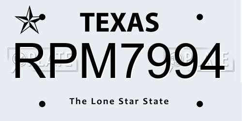 RPM7994 Texas License Plate