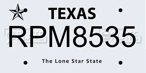 RPM8535 Texas License Plate