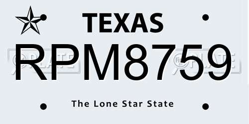 RPM8759 Texas License Plate