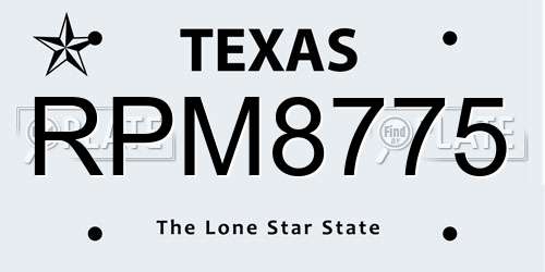 RPM8775 Texas License Plate