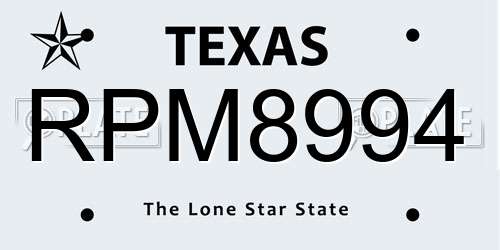 RPM8994 Texas License Plate