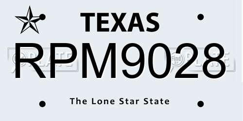 RPM9028 Texas License Plate
