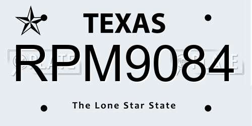 RPM9084 Texas License Plate