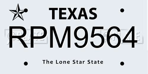 RPM9564 Texas License Plate