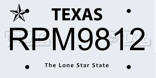 RPM9812 Texas License Plate