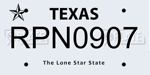RPN0907 Texas License Plate
