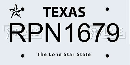 RPN1679 Texas License Plate