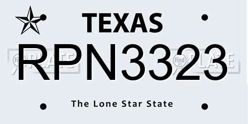 RPN3323 Texas License Plate