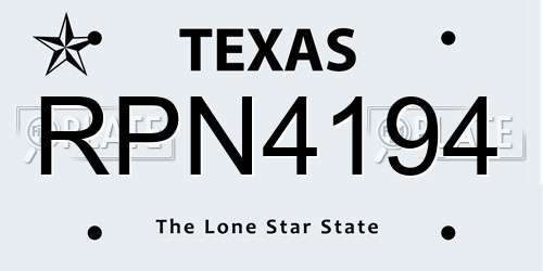 RPN4194 Texas License Plate