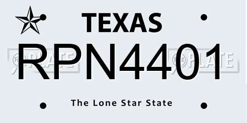 RPN4401 Texas License Plate