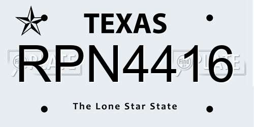 RPN4416 Texas License Plate