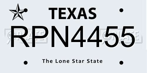 RPN4455 Texas License Plate