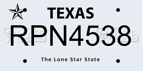 RPN4538 Texas License Plate