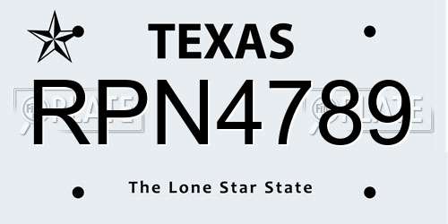 RPN4789 Texas License Plate