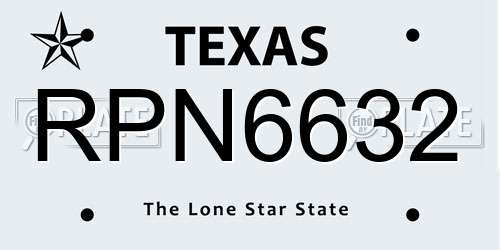 RPN6632 Texas License Plate