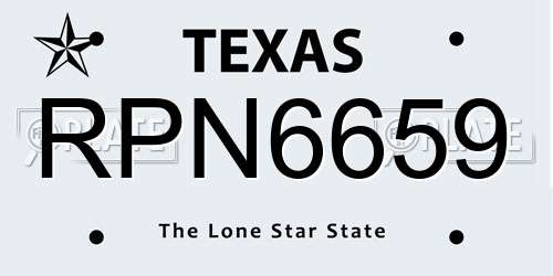RPN6659 Texas License Plate