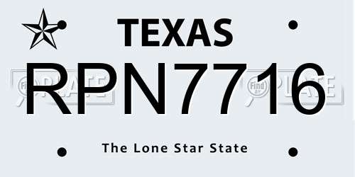 RPN7716 Texas License Plate